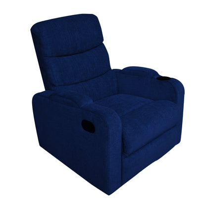 Louis Fabric 1 Seater Recliner With Pullout Lever - Blue