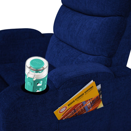 Louis Fabric 1 Seater Recliner With Pullout Lever - Blue