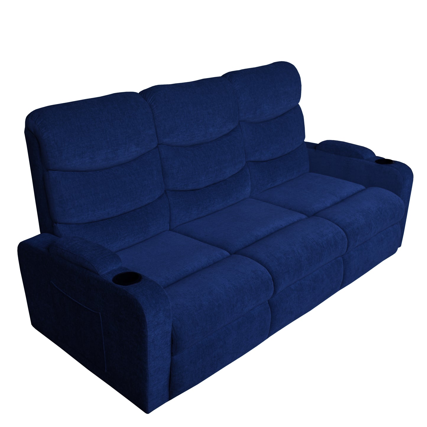 Louis 3 Seater Fabric Sofa - Blue