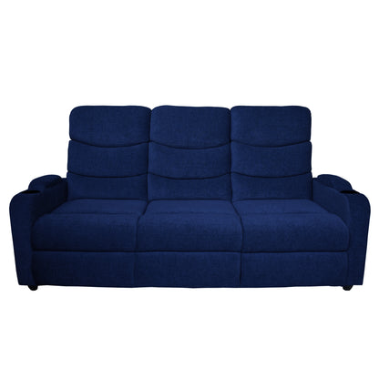 Louis 3 Seater Fabric Sofa - Blue