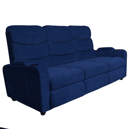 Louis 3 Seater Fabric Sofa - Blue