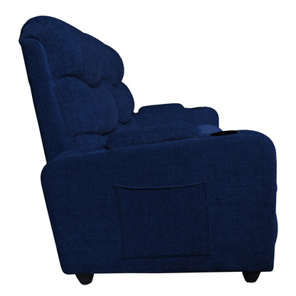 Louis 3 Seater Fabric Sofa - Blue