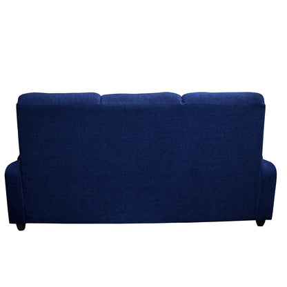 Louis 3 Seater Fabric Sofa - Blue