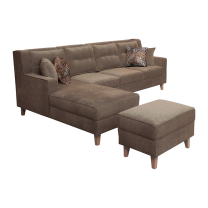 Santafee Fabric 6 Seater Corner Sofa With Ottoman - Brown