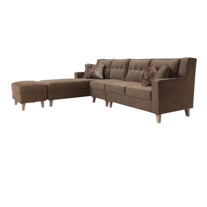 Santafee Fabric 6 Seater Corner Sofa With Ottoman - Brown