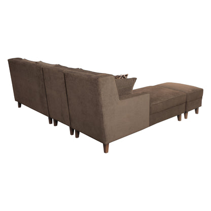 Santafee Fabric 6 Seater Corner Sofa With Ottoman - Brown