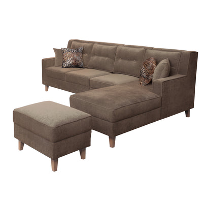 Santafee Fabric 6 Seater Corner Sofa With Ottoman - Brown