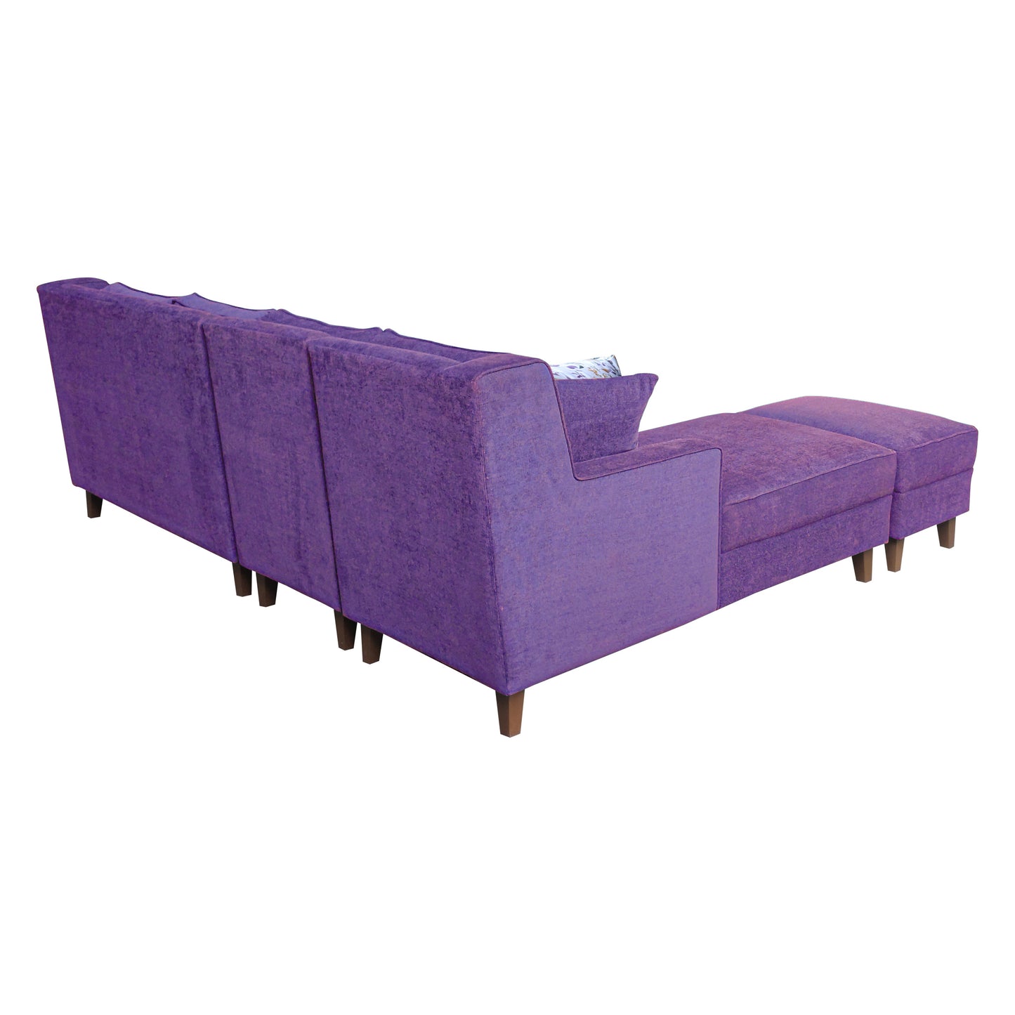 Santafee Fabric 6 Seater Corner Sofa With Ottoman - Purple