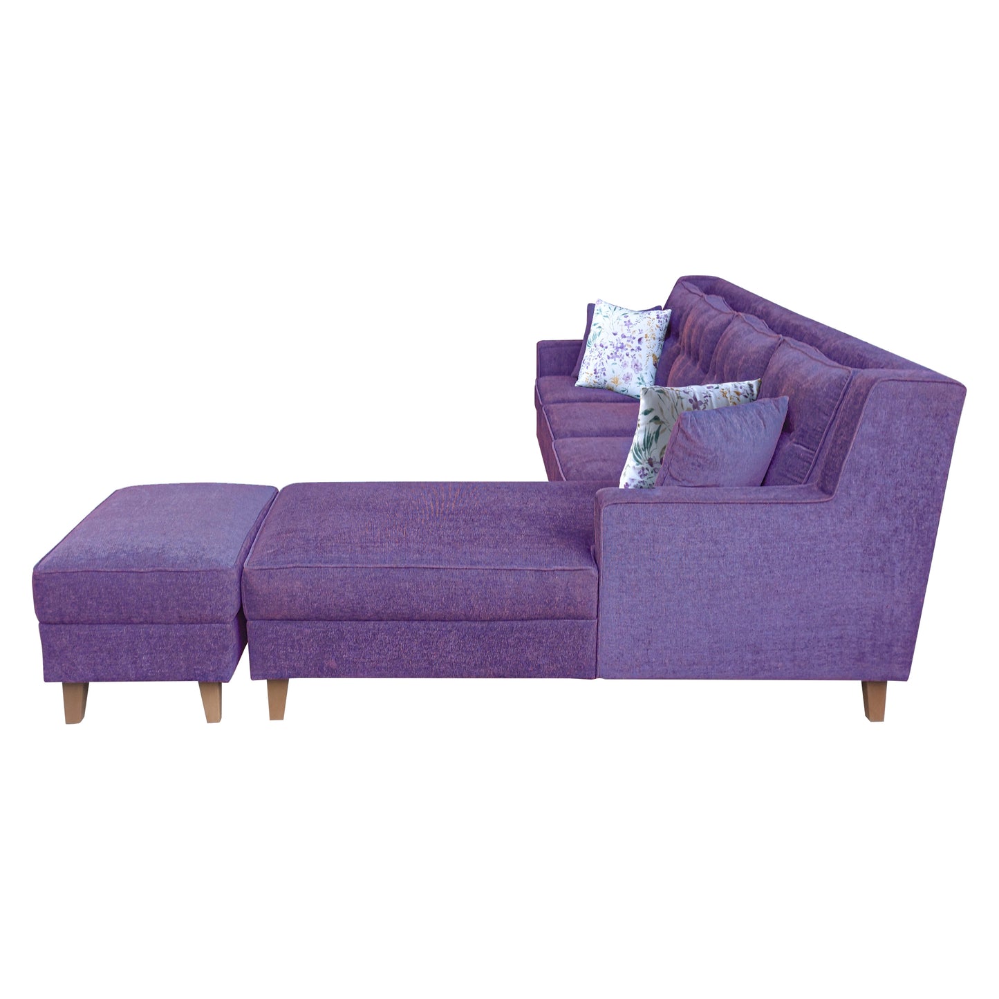 Santafee Fabric 6 Seater Corner Sofa With Ottoman - Purple