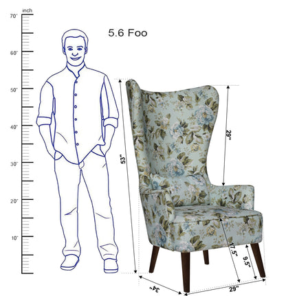 Snipet Long Back Fabric 1 Seater Wing Chair - MuLighti