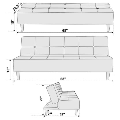 Camron Fully Upholstered 3 Seater Single Sofa Cum Bed - Blue