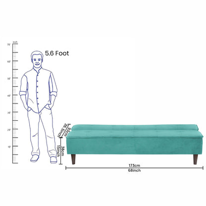 Camron Fully Upholstered 3 Seater Single Sofa Cum Bed - Sea Green