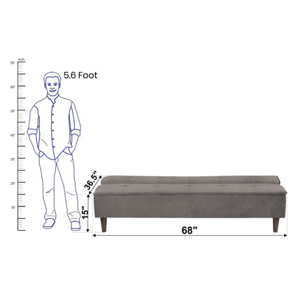 Camron Fully Upholstered 3 Seater Single Sofa Cum Bed - Grey