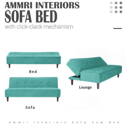 Camron Fully Upholstered 3 Seater Single Sofa Cum Bed - Sea Green