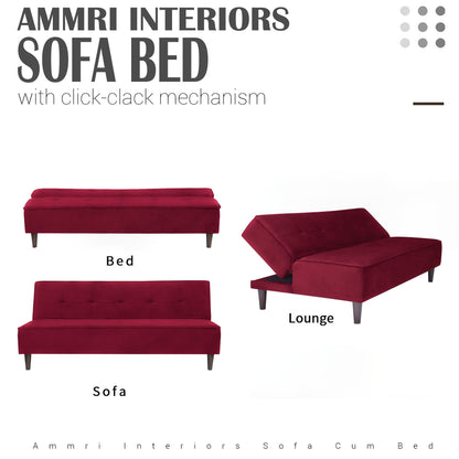 Camron Fully Upholstered 3 Seater Single Sofa Cum Bed - Maroon