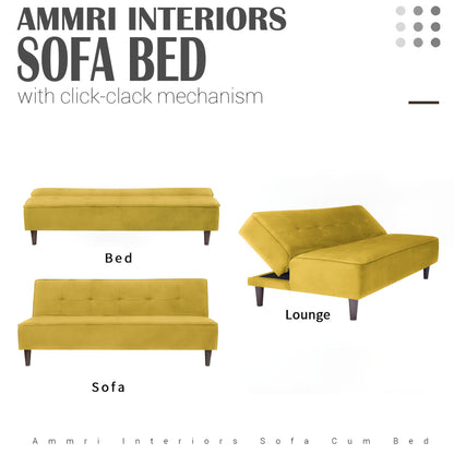 Camron Fully Upholstered 3 Seater Single Sofa Cum Bed - Yellow