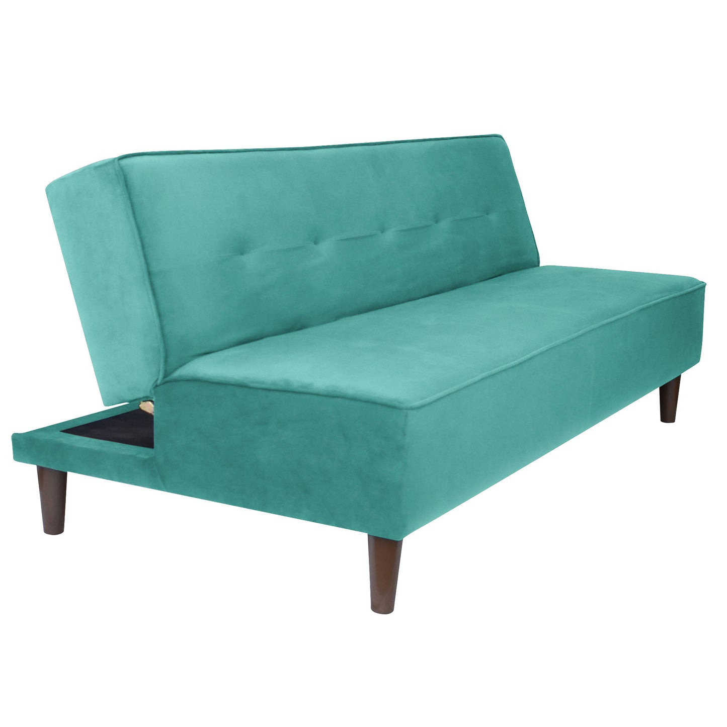 Camron Fully Upholstered 3 Seater Single Sofa Cum Bed - Sea Green