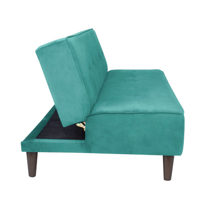 Camron Fully Upholstered 3 Seater Single Sofa Cum Bed - Sea Green