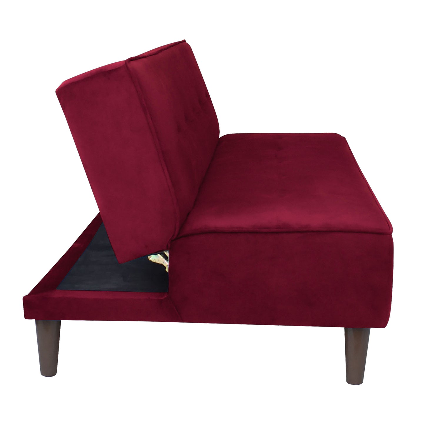 Camron Fully Upholstered 3 Seater Single Sofa Cum Bed - Maroon