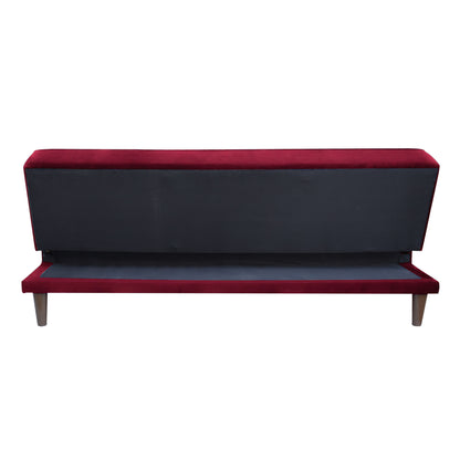 Camron Fully Upholstered 3 Seater Single Sofa Cum Bed - Maroon