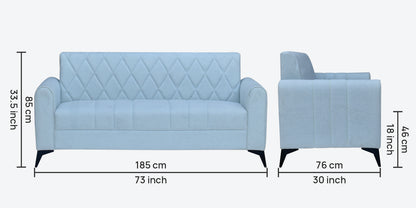 Alphine Fabric 3 Seater Sofa - Light Blue