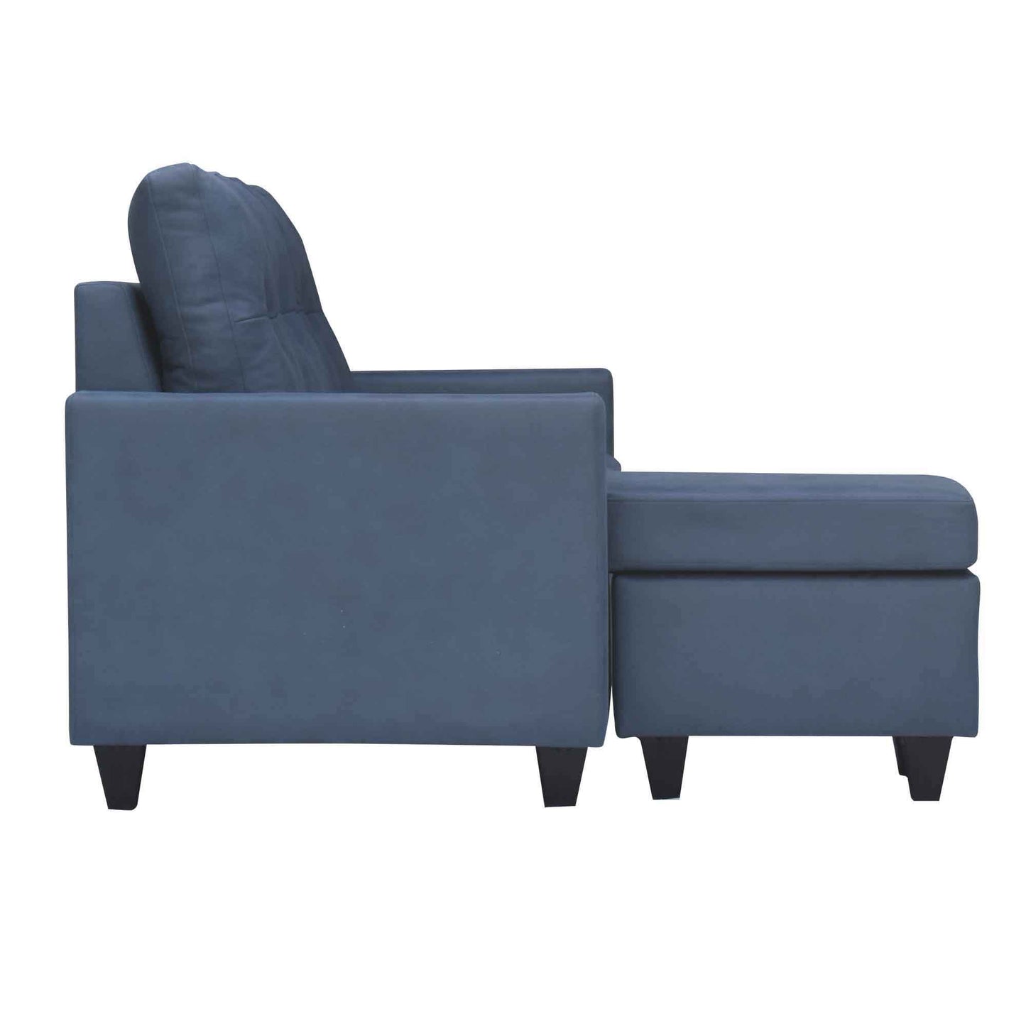 Tayson Suede Fabric 2 Seater + Lounger Corner Sofa - Blue