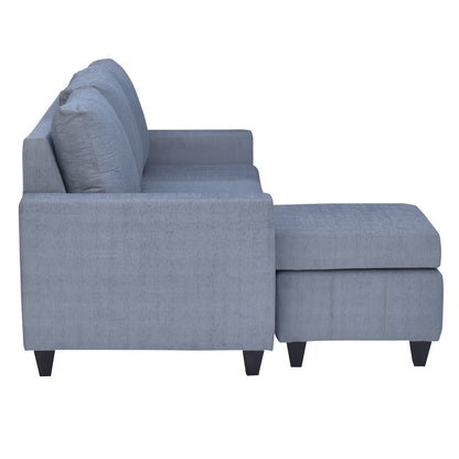 Tayson Fabric 2 Seater + Lounger Corner Sofa - Grey