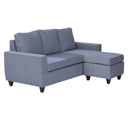 Tayson Fabric 2 Seater + Lounger Corner Sofa - Grey