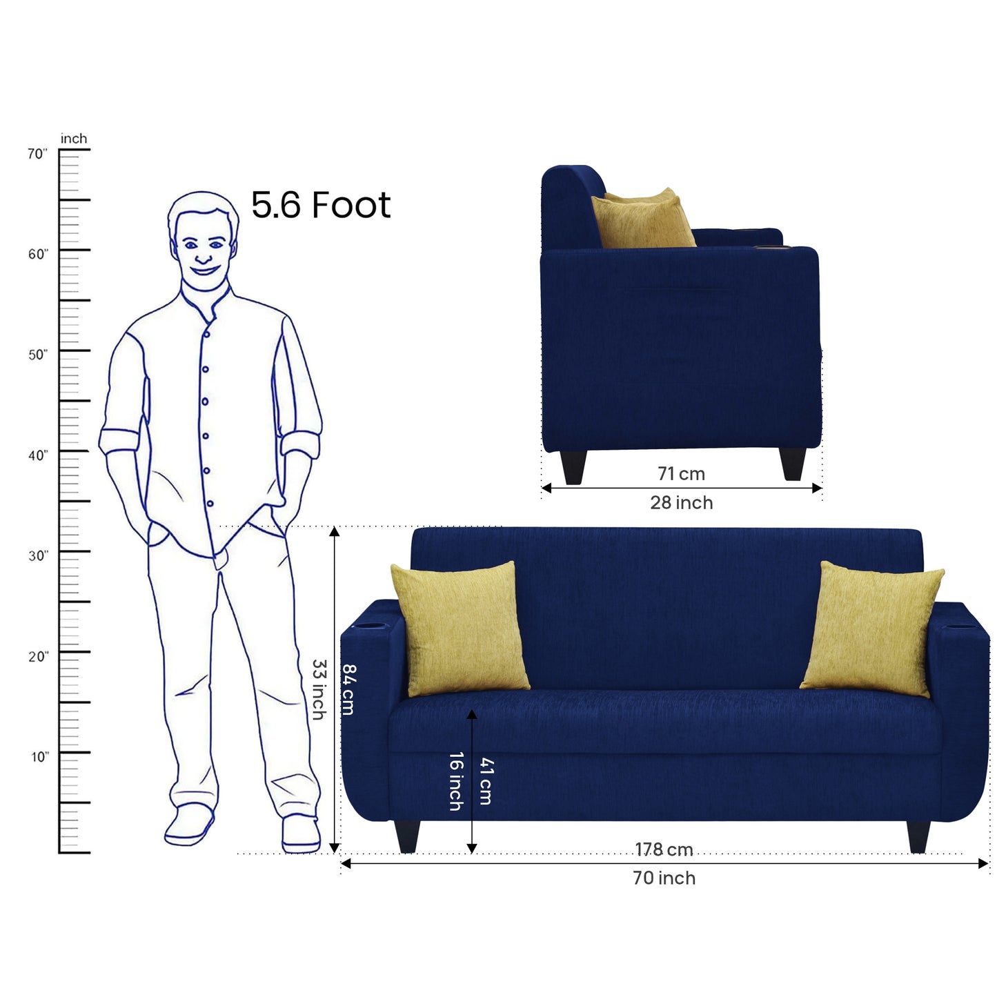 Nikon Fabric Sofa - Blue