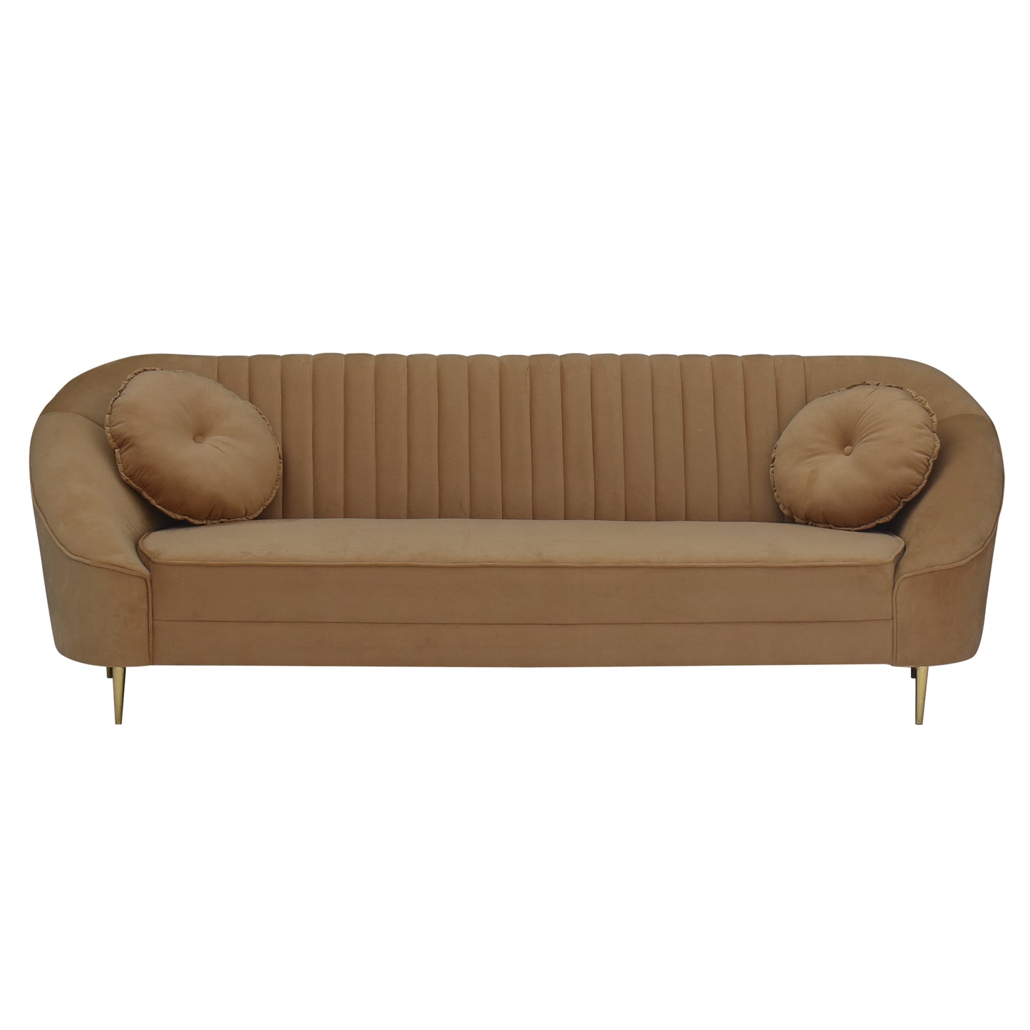 Nikia Quilted Back Fabric Sofa - Mustard