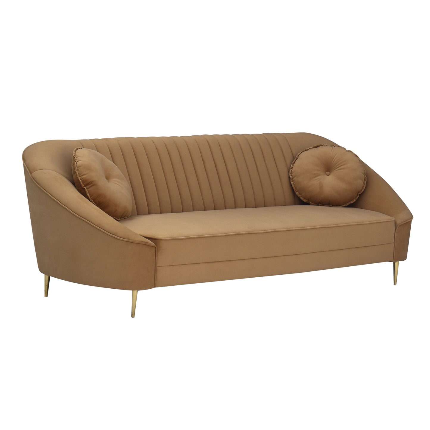 Nikia Quilted Back Fabric Sofa - Mustard