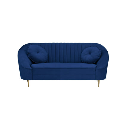 Nikia Quilted Back Fabric Sofa - Blue