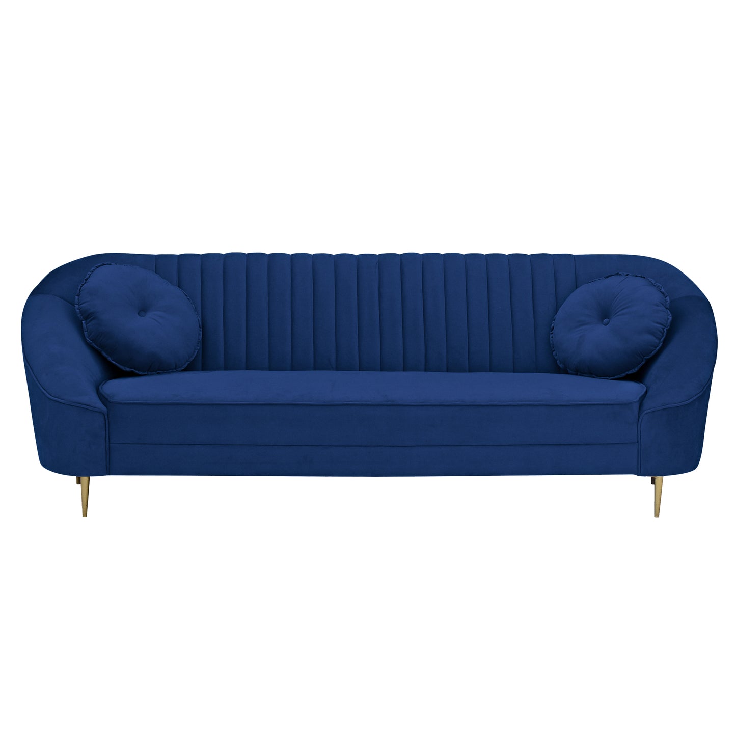 Nikia Quilted Back Fabric Sofa - Blue