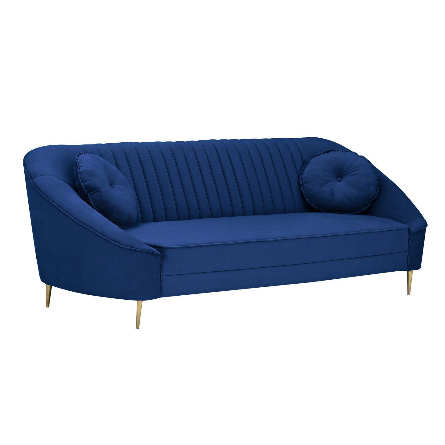 Nikia Quilted Back Fabric Sofa - Blue