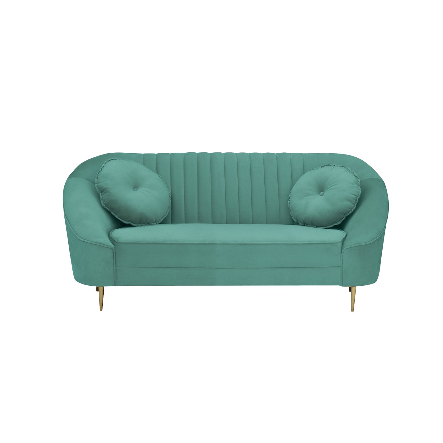 Nikia Quilted Back Fabric Sofa - Sea Green