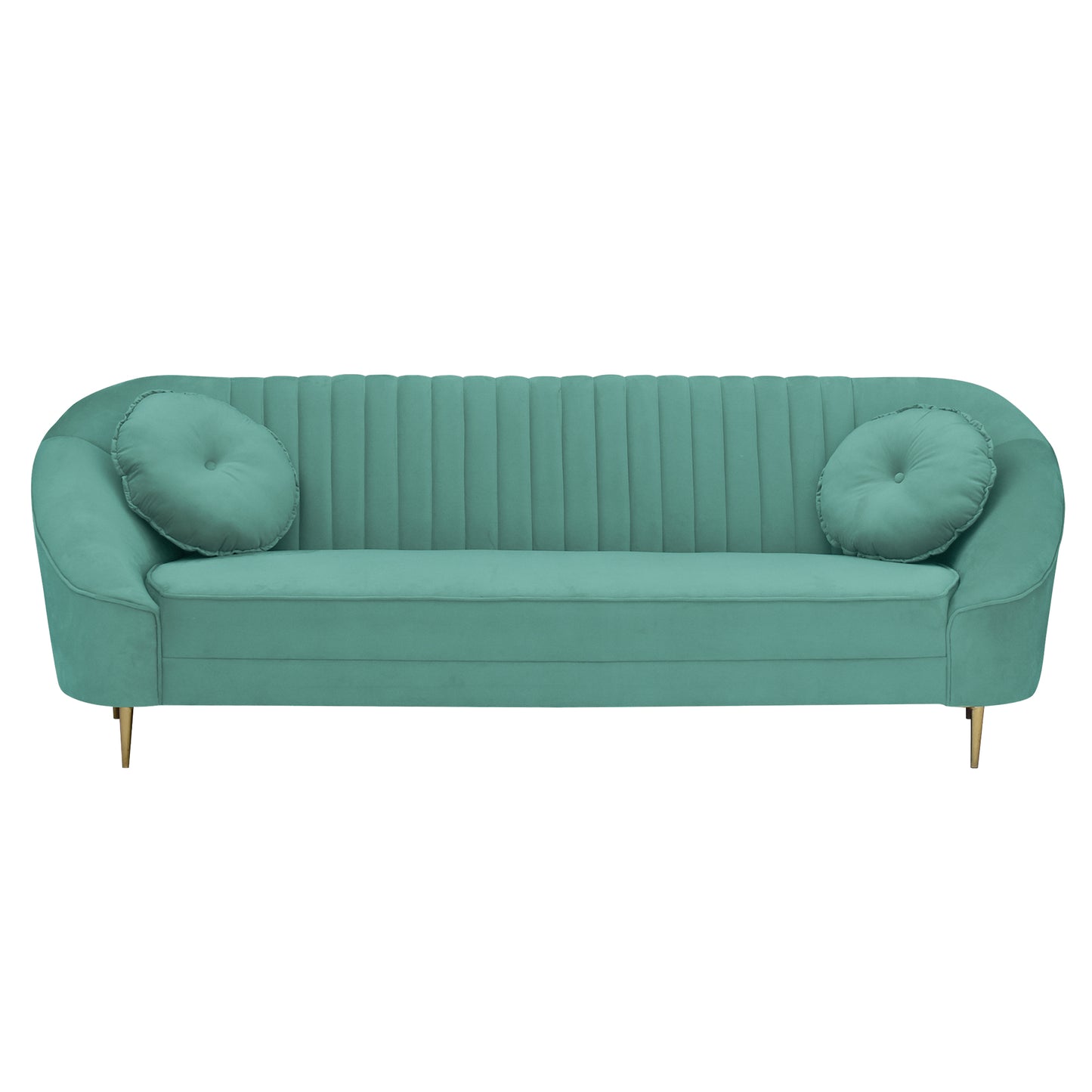 Nikia Quilted Back Fabric Sofa - Sea Green