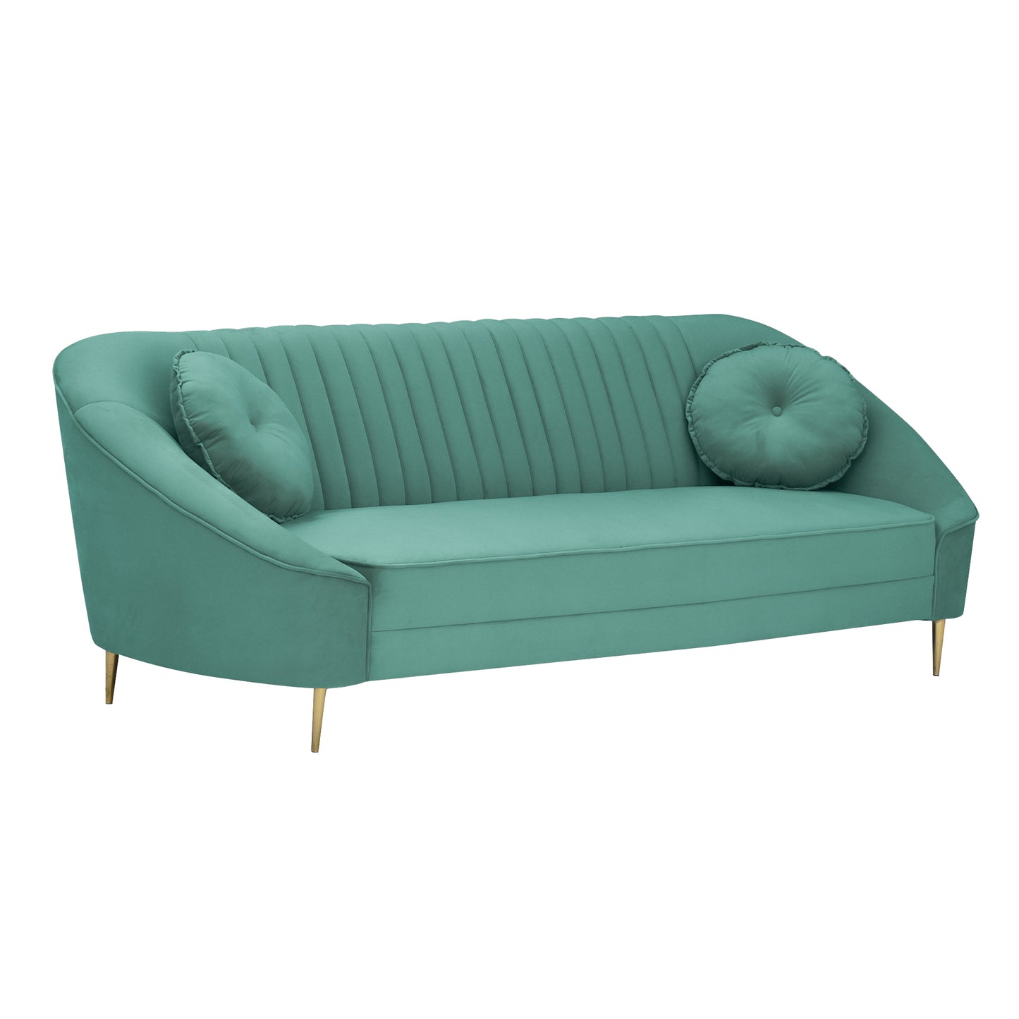 Nikia Quilted Back Fabric Sofa - Sea Green