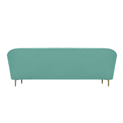 Nikia Quilted Back Fabric Sofa - Sea Green