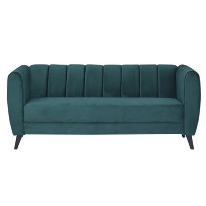 Cleo Quilted Back Velvet Fabric Sofa - Green