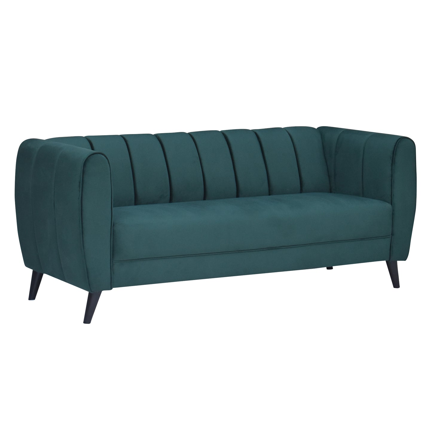 Cleo Quilted Back Velvet Fabric Sofa - Green