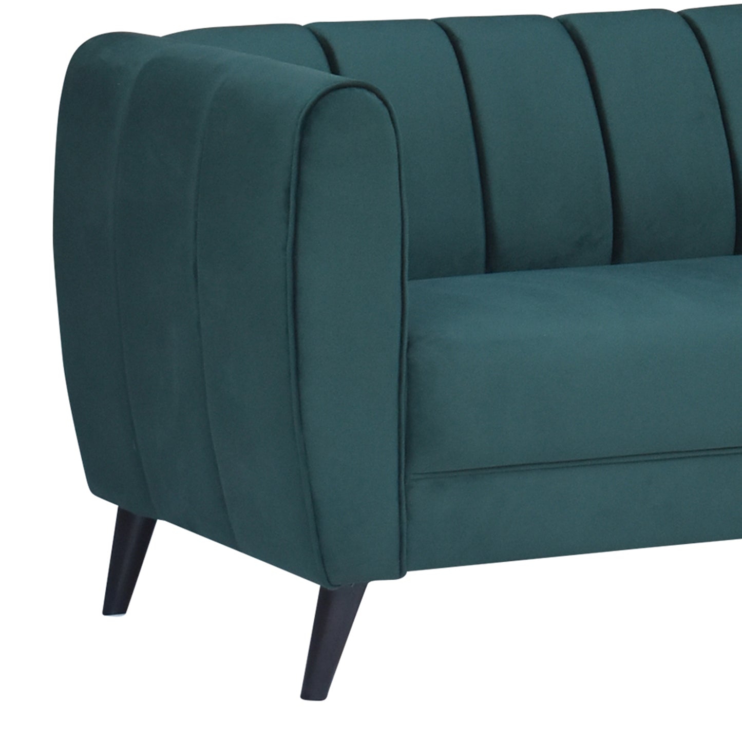 Cleo Quilted Back Velvet Fabric Sofa - Green