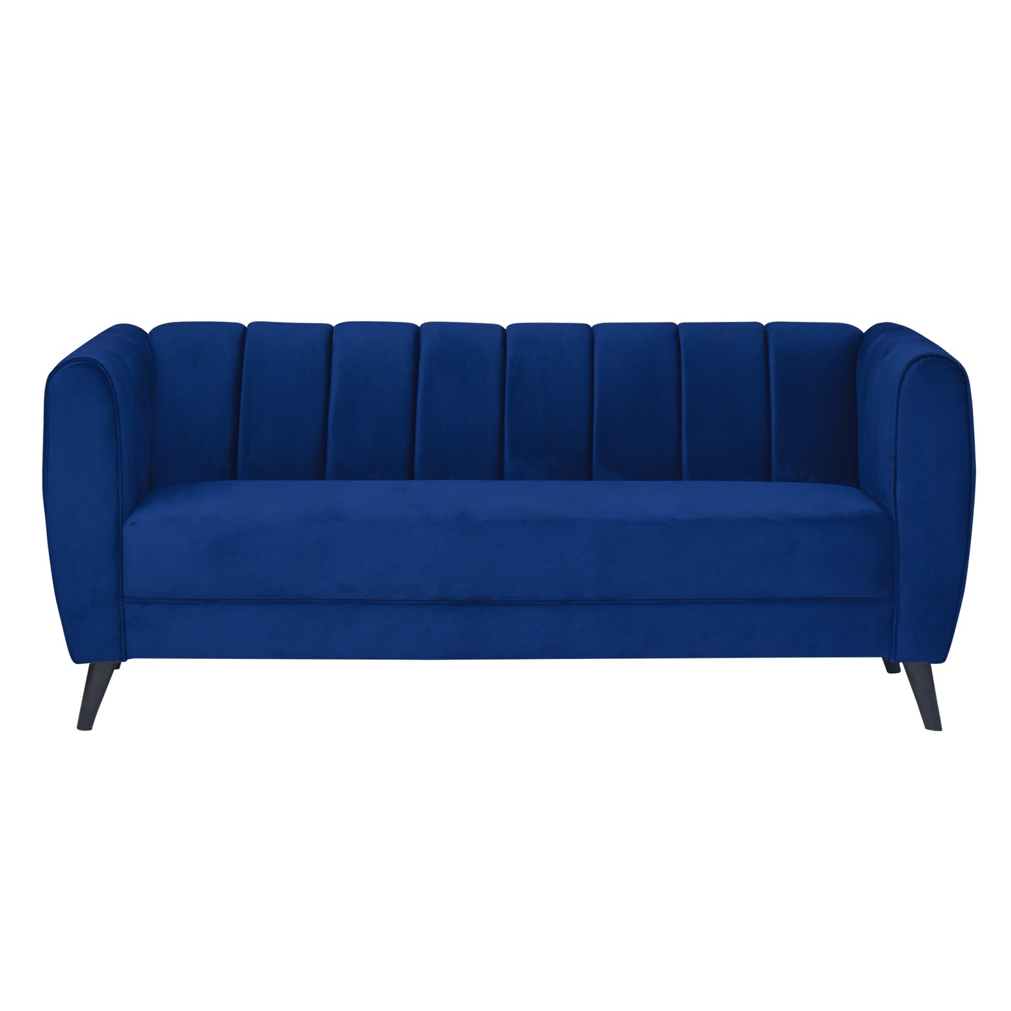 Cleo Quilted Back Velvet Fabric Sofa - Blue