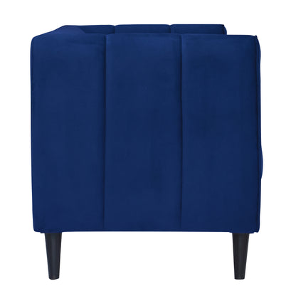 Cleo Quilted Back Velvet Fabric Sofa - Blue