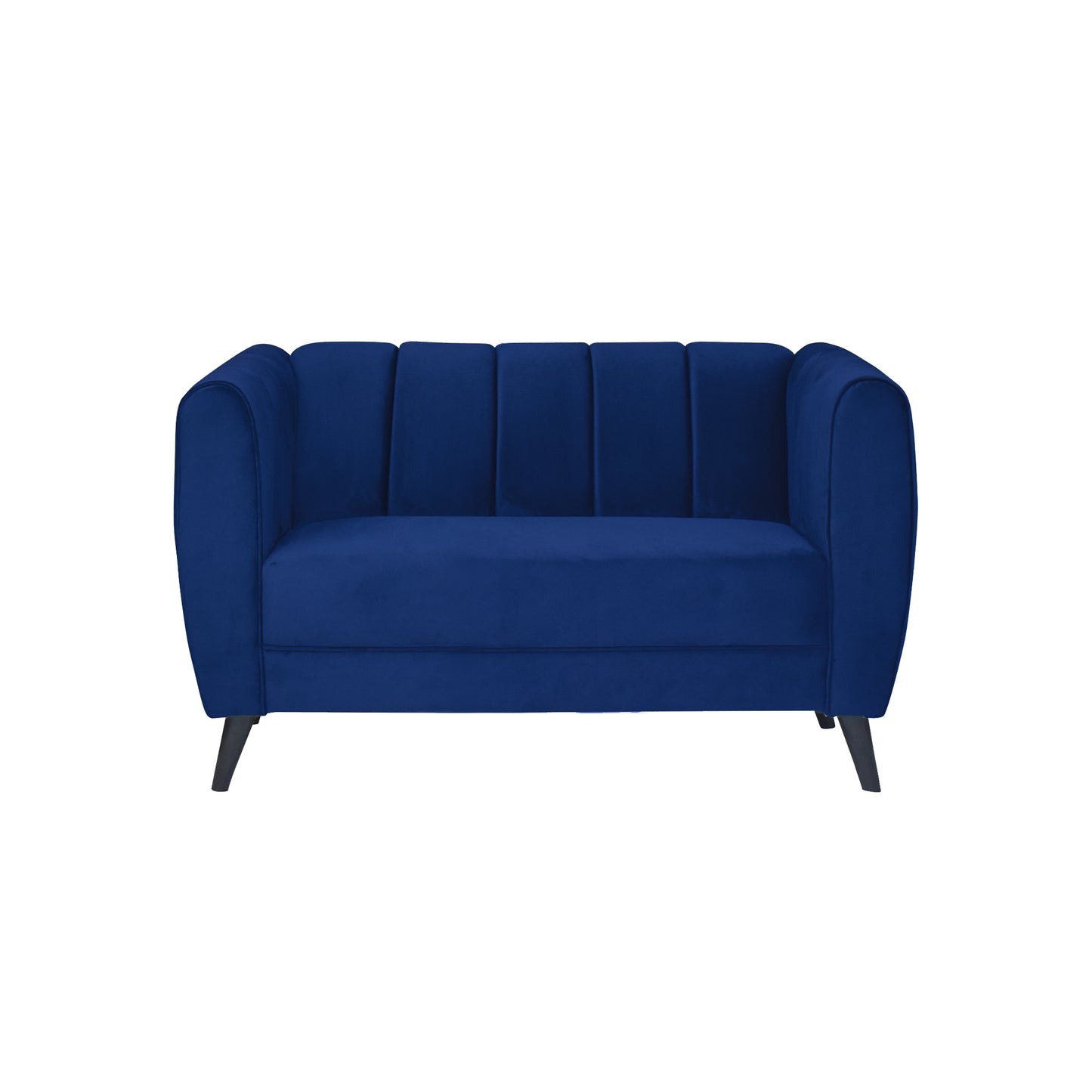 Cleo Quilted Back Velvet Fabric Sofa - Blue