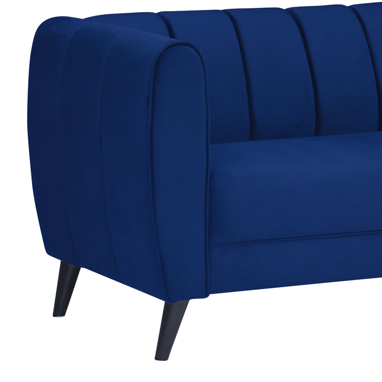 Cleo Quilted Back Velvet Fabric Sofa - Blue