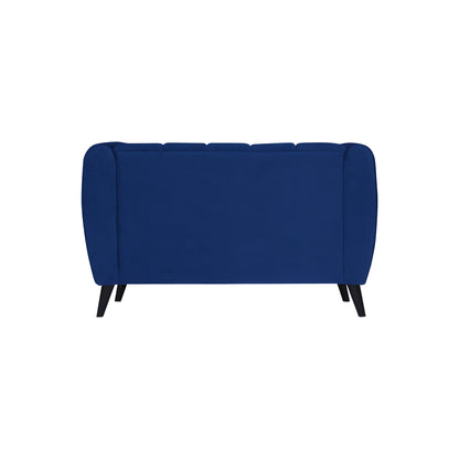 Cleo Quilted Back Velvet Fabric Sofa - Blue