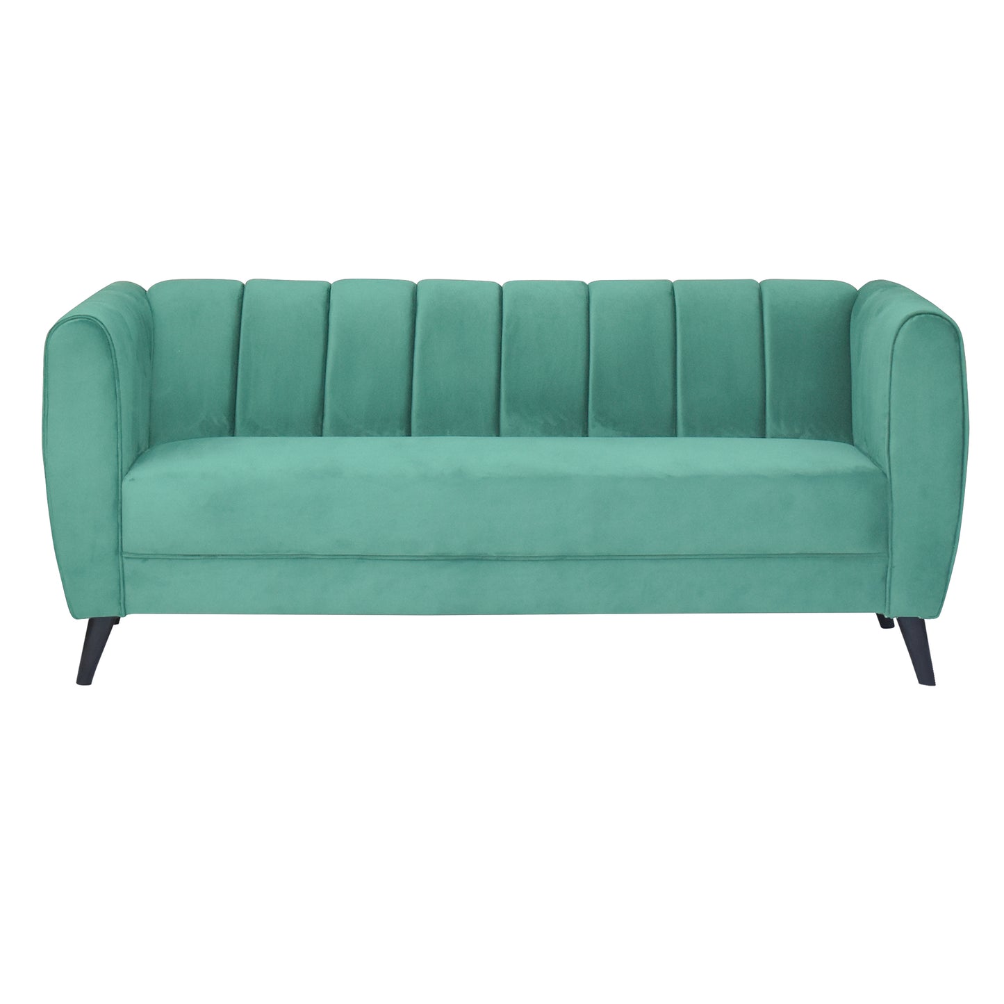 Cleo Quilted Back Velvet Fabric Sofa - Sea Green