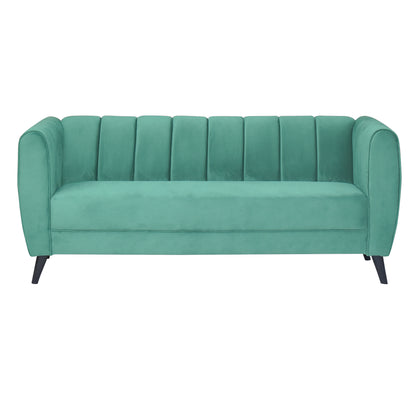 Cleo Quilted Back Velvet Fabric Sofa - Sea Green