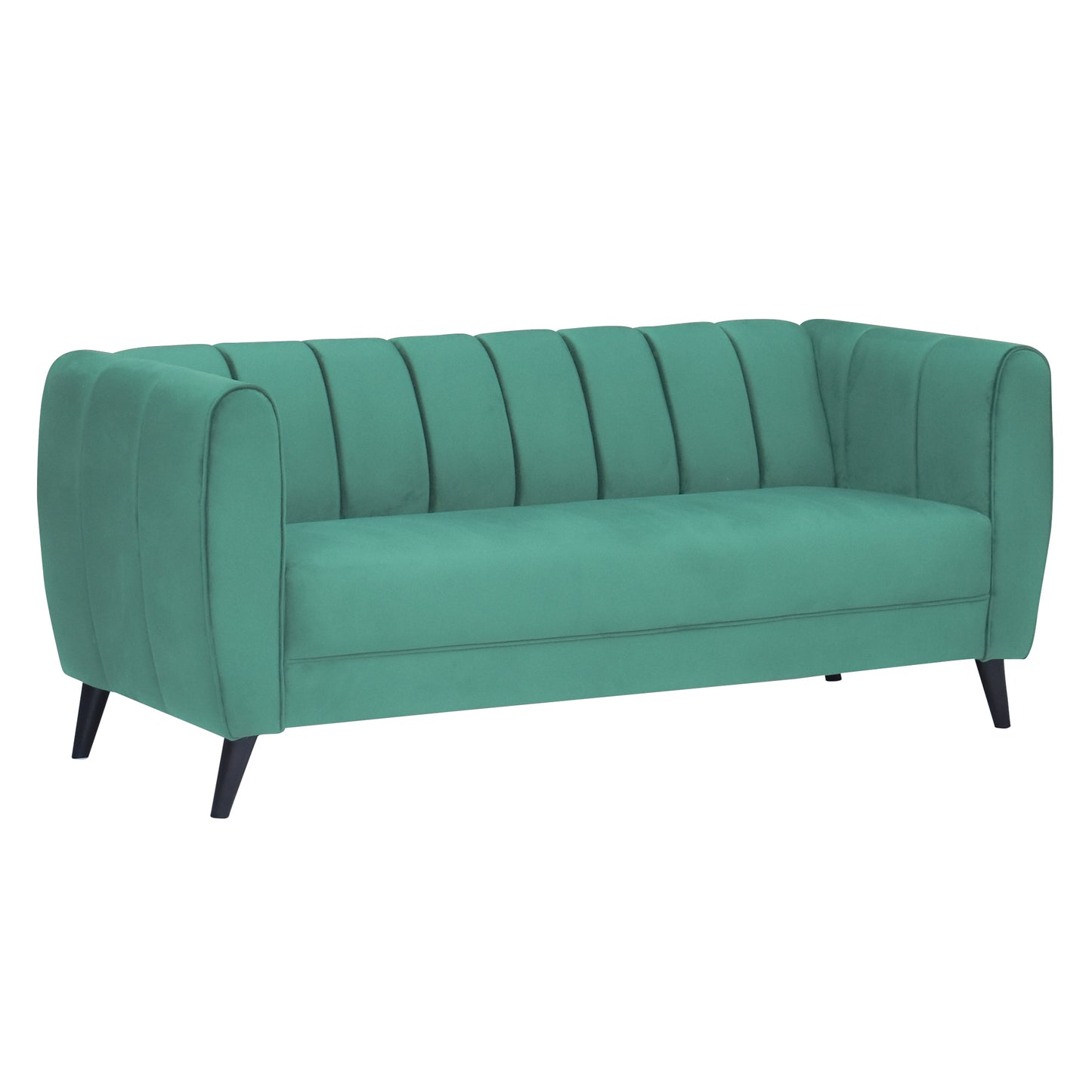 Cleo Quilted Back Velvet Fabric Sofa - Sea Green