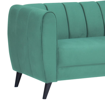 Cleo Quilted Back Velvet Fabric Sofa - Sea Green